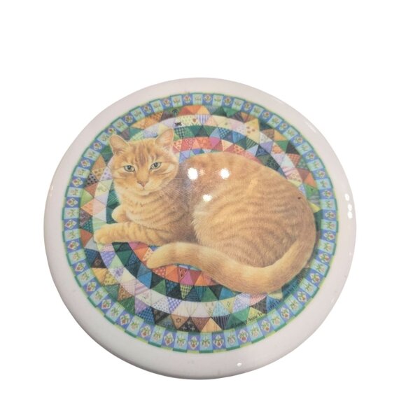 Set Of 6 Ceramic Cat-Themed Coasters With Holder - Vibrant Artwork cloverleaf - Picture 2 of 6